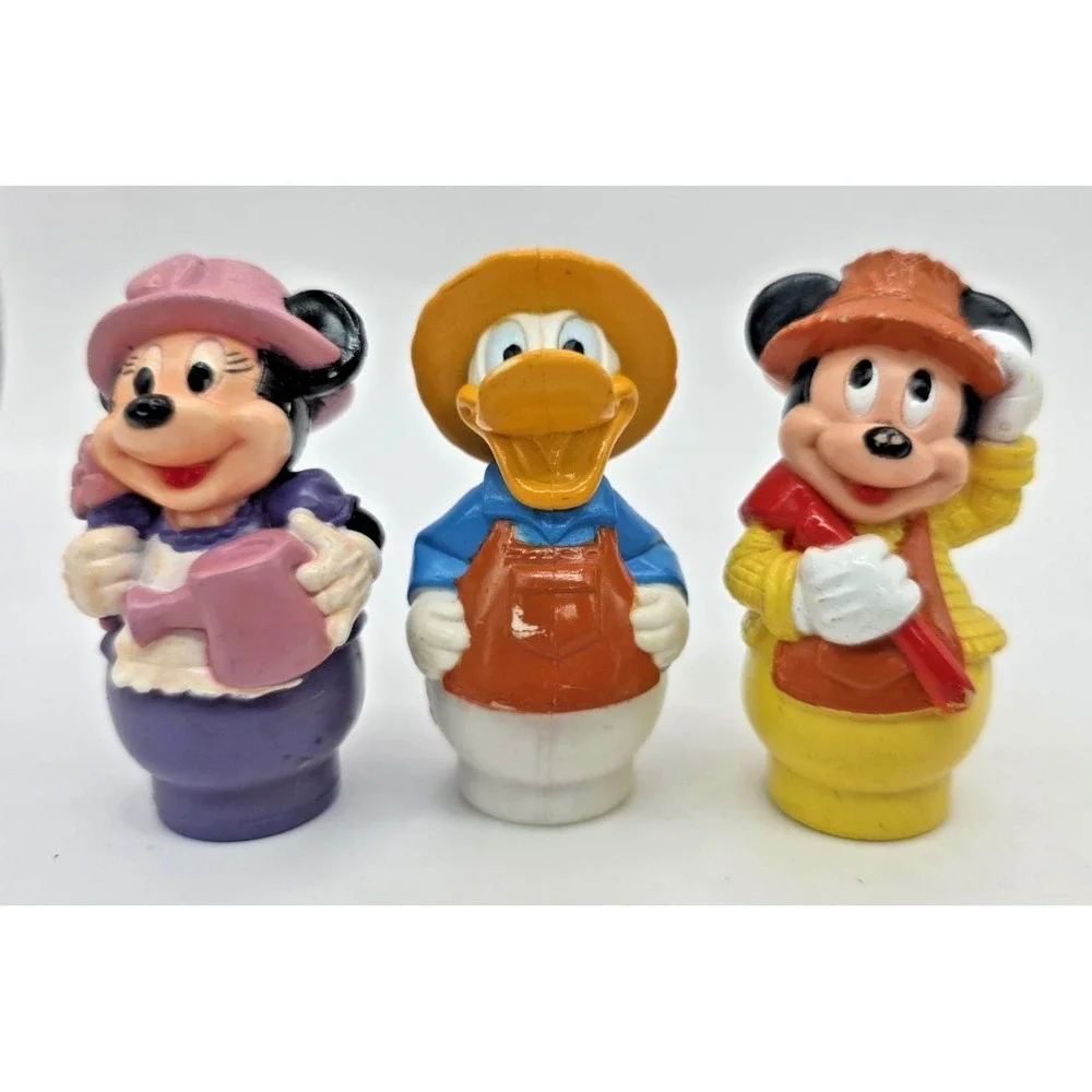 Vintage ARCO Disney Figurines Mickey Minnie Donald Farming Lot of 3 Cake Toppers